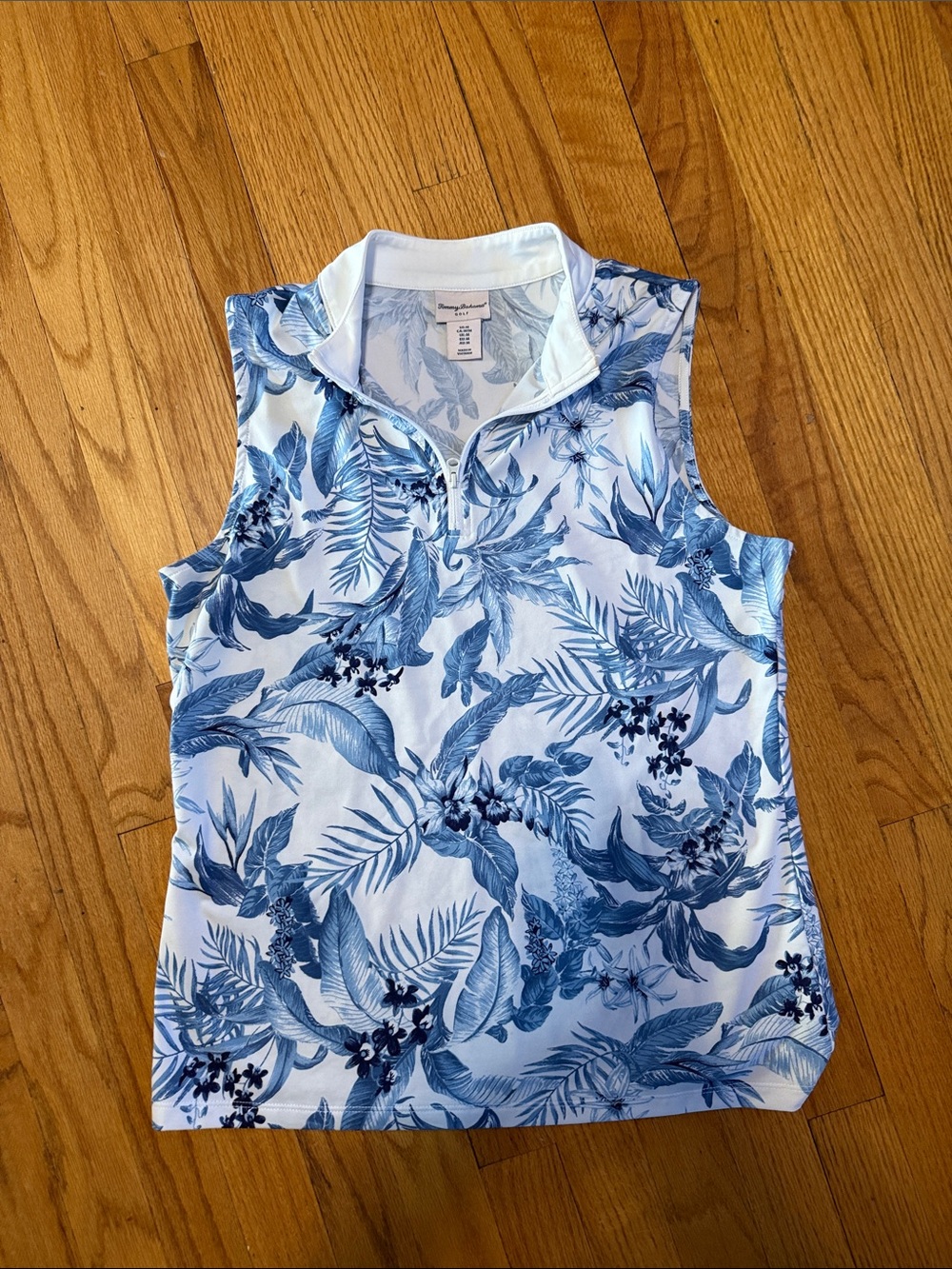Tommy Bahama  Blue and White Floral Sleeveless Polo Golf Tank